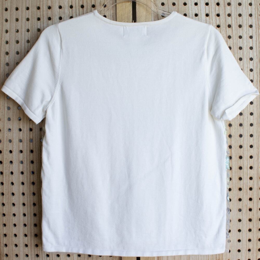 Alfred Dunner Womens SIZE Petite Small Mesh Embroidered White Top - Picture 4 of 8